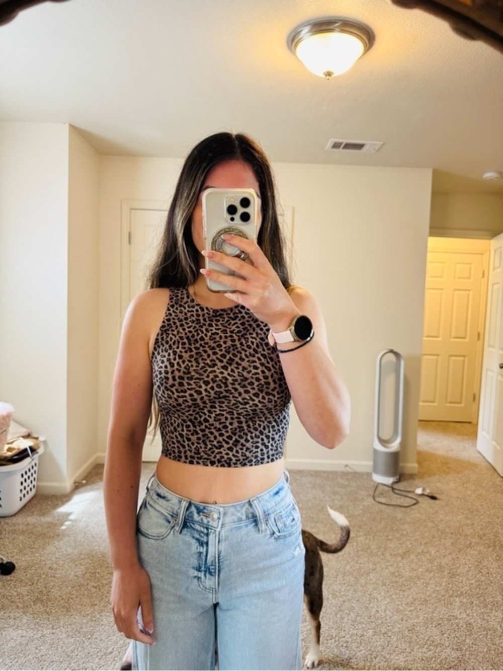 Aerie OFFLINE Real Me Xtra High Neck Leopard Crop Top XS NWOT